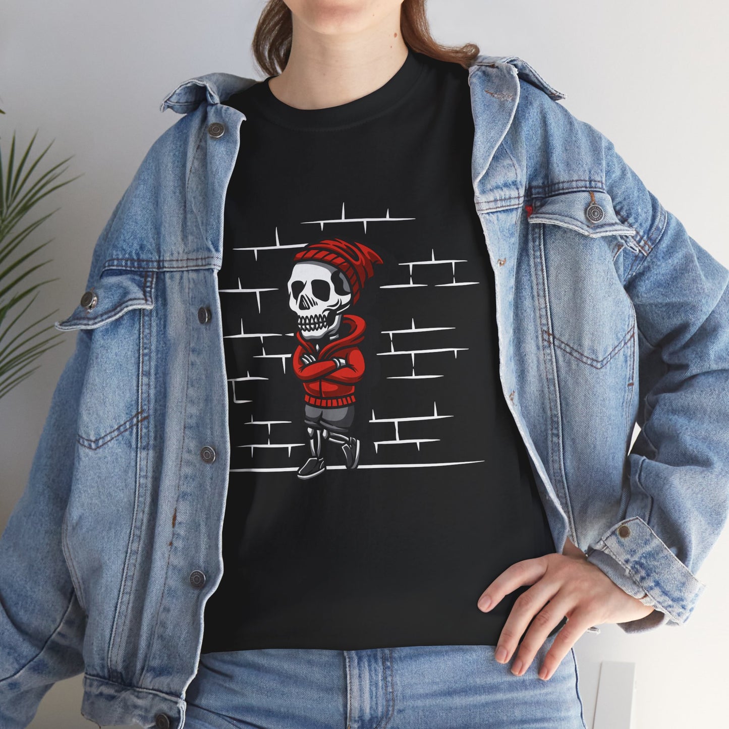 Skeleton Against the Wall T-Shirt Printify