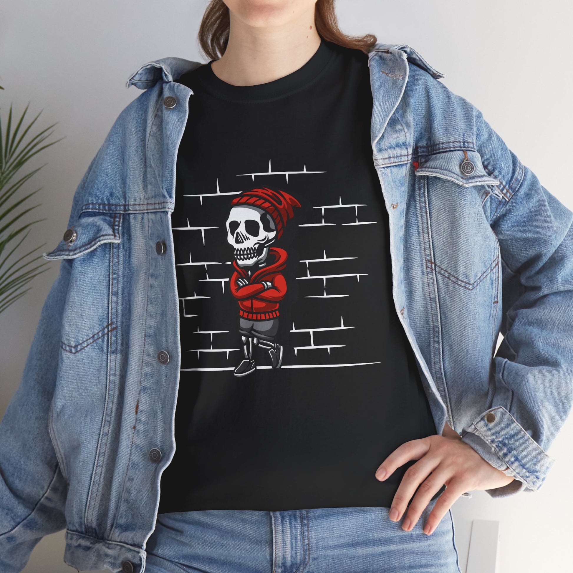 Skeleton Against the Wall T-Shirt Printify