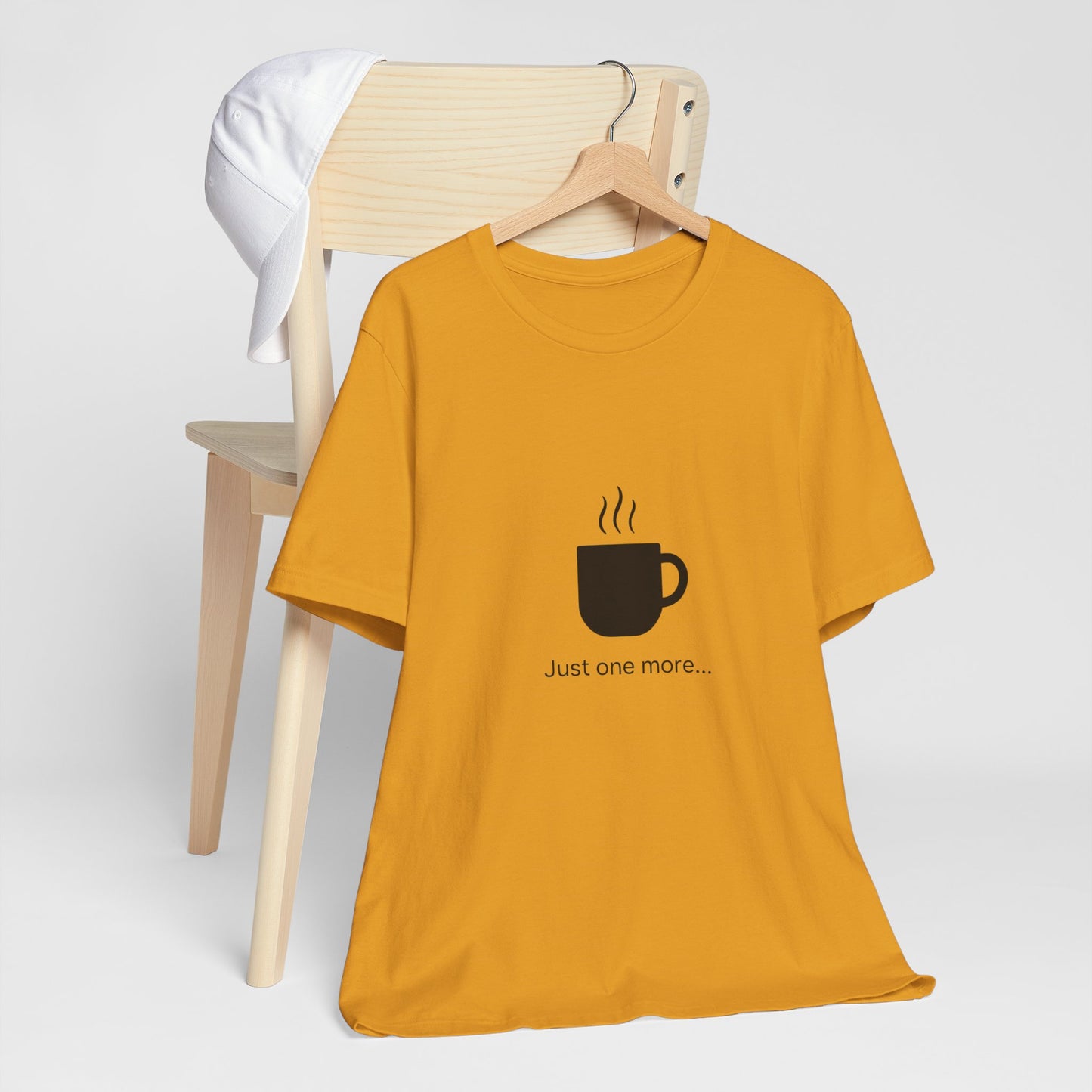 Coffee Tee — "Just One More..." Minimalist Coffee T-Shirt