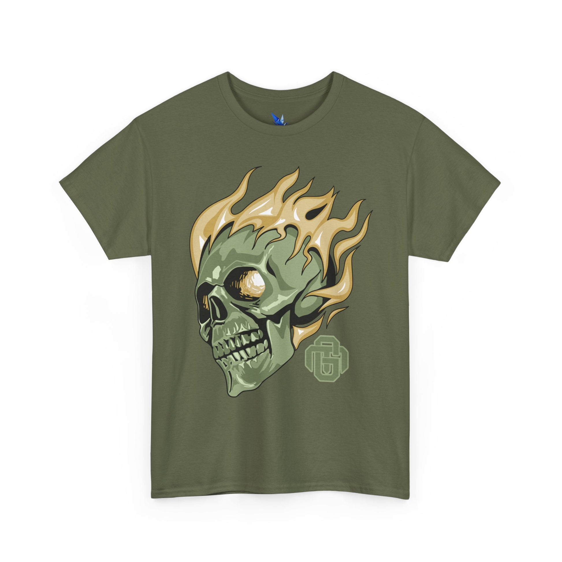Flaming Green Skull Tee — Edgy Horror Graphic T-Shirt Printify