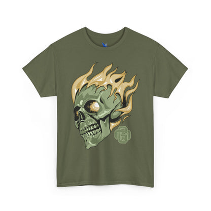Flaming Green Skull Tee — Edgy Horror Graphic T-Shirt Printify