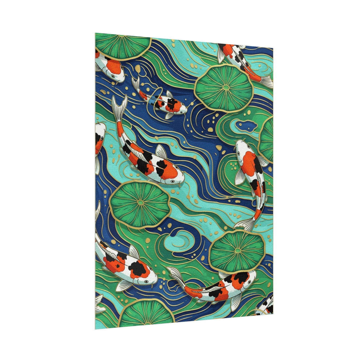 Koi Pond Wall Art Poster — Rolled Wall Print with Koi Fish & Lily Pads Printify