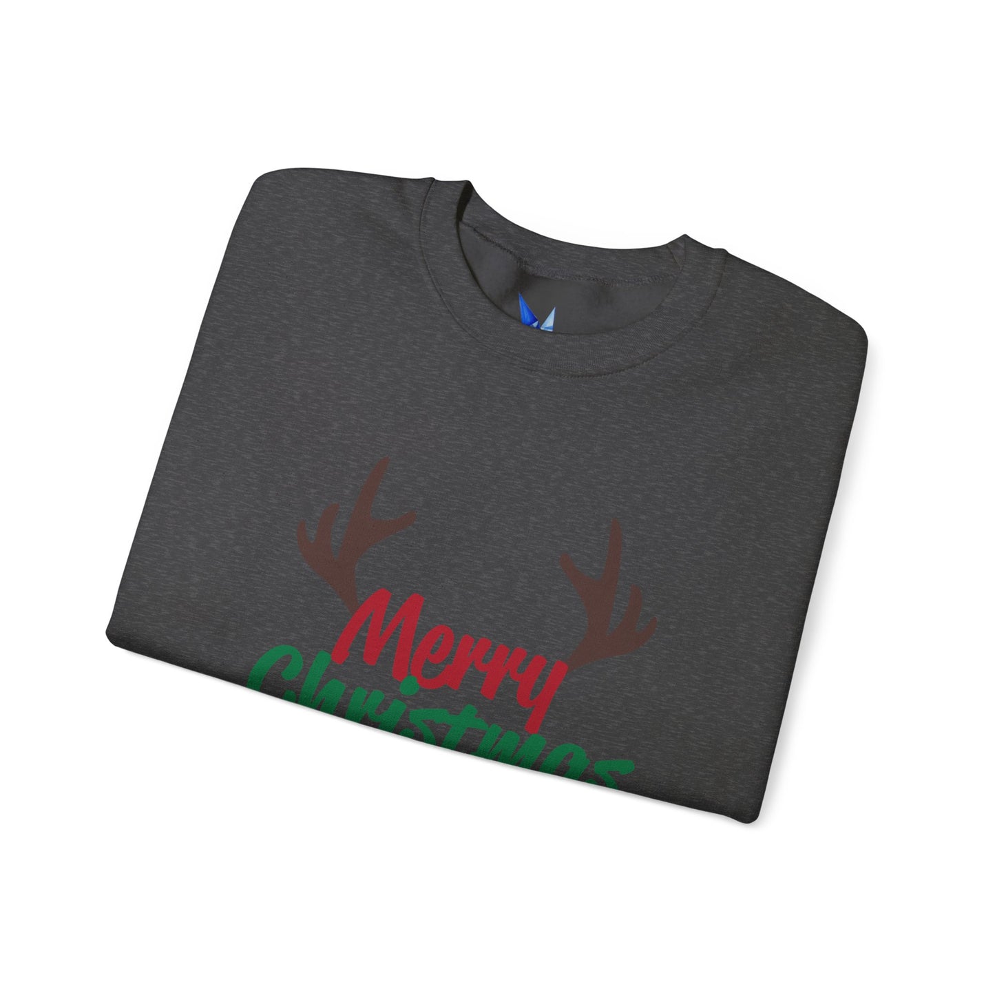Merry Christmas Reindeer Antlers Crewneck Sweatshirt Printify