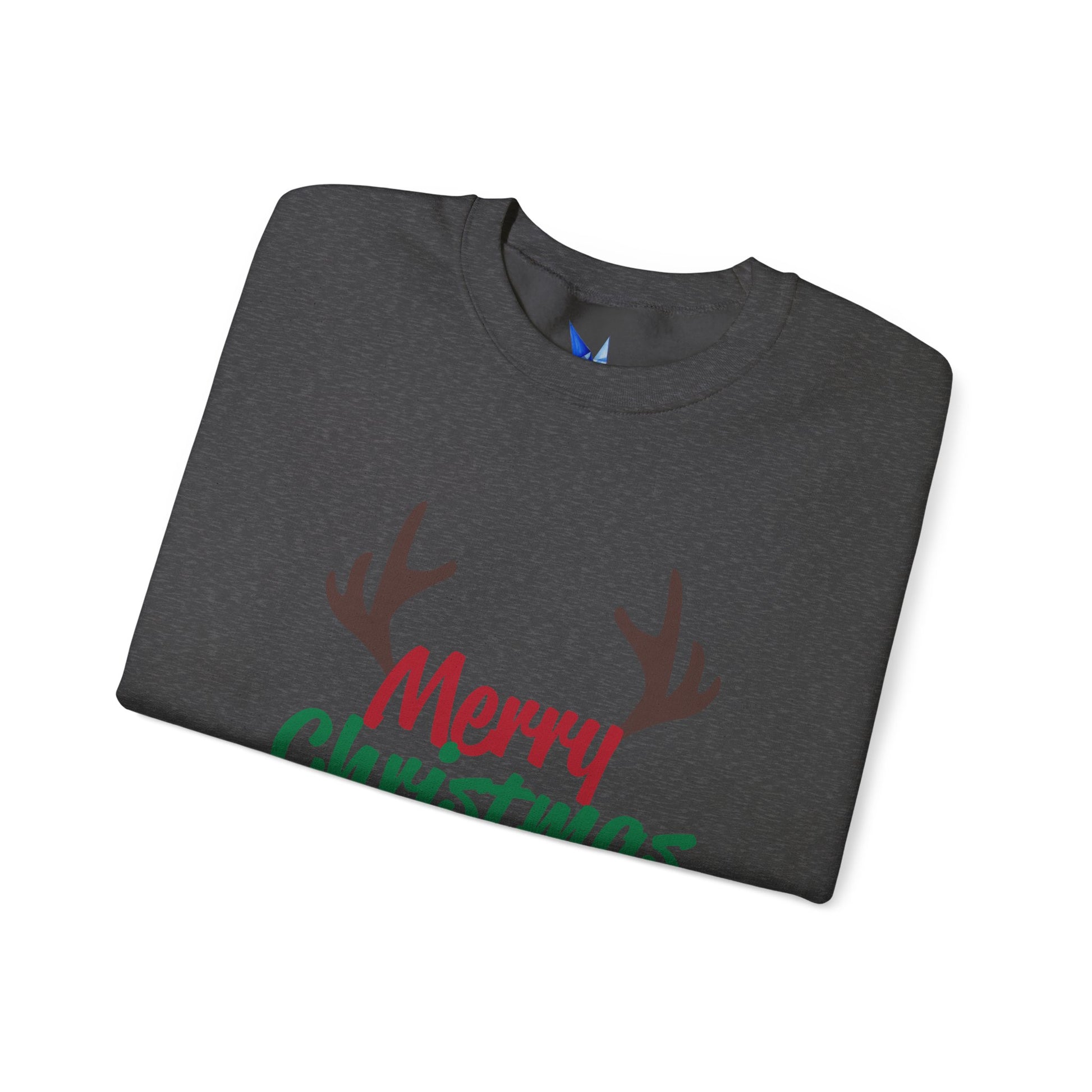 Merry Christmas Reindeer Antlers Crewneck Sweatshirt Printify