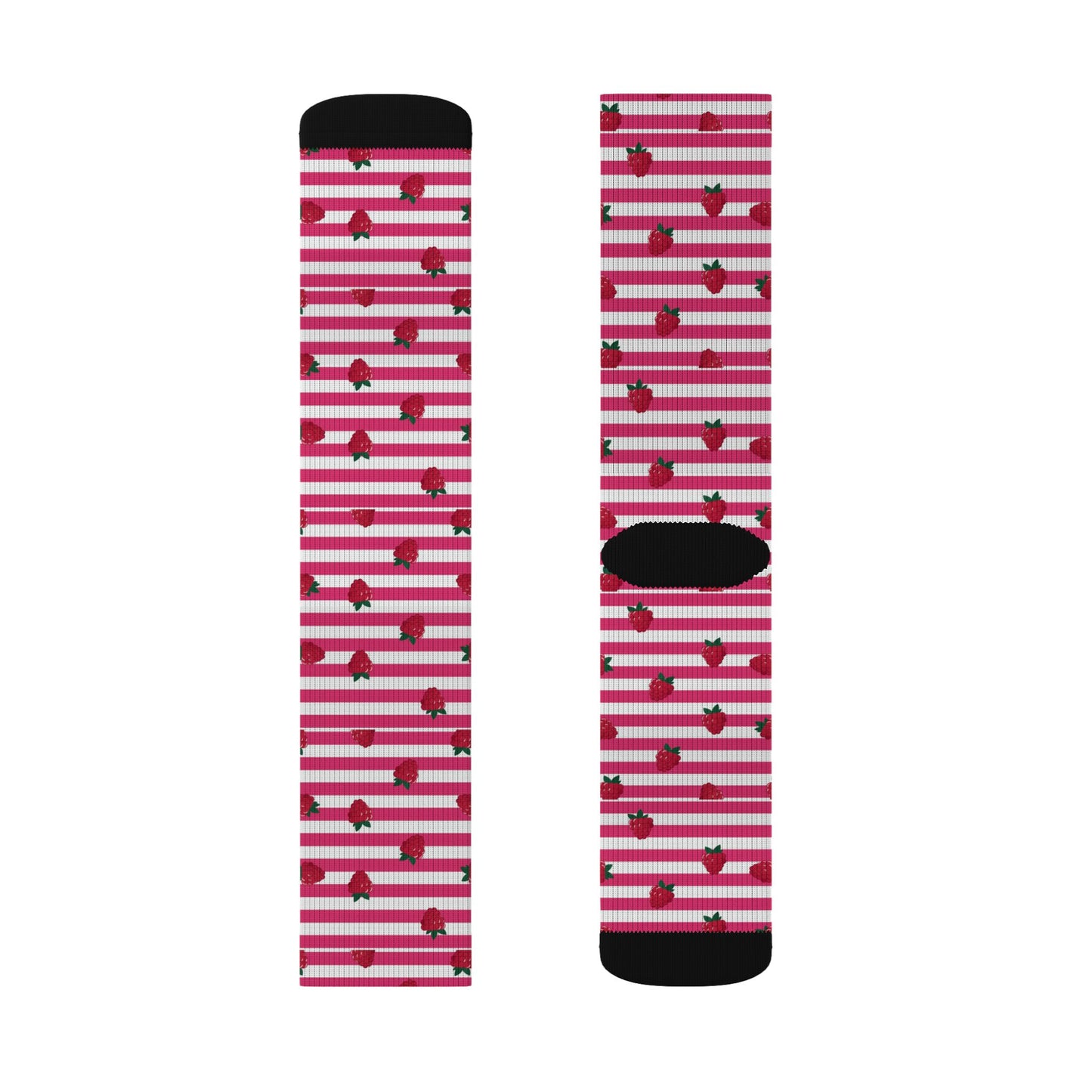 Heart Stripe Socks — Pink Valentine Sublimation Crew Socks Printify