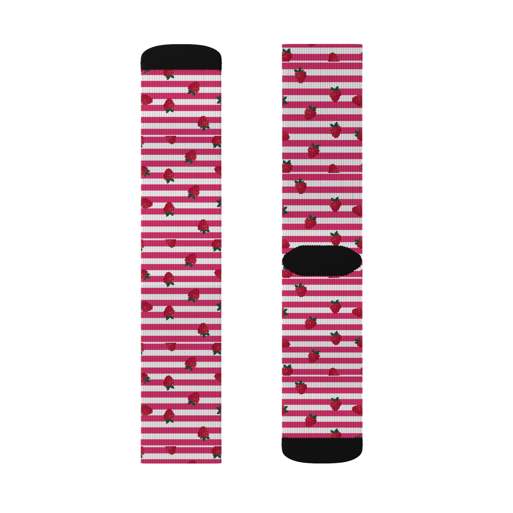 Heart Stripe Socks — Pink Valentine Sublimation Crew Socks Printify