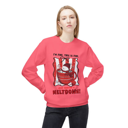 Sweatshirt — "I’m Fine, This Is Fine" Melting Penguin Crewneck Printify