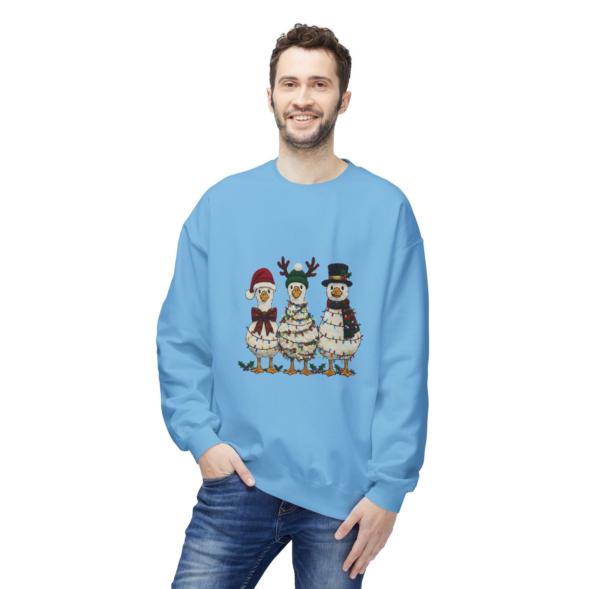 Christmas Duck Family Sweatshirt — Festive Holiday Trio Crewneck Printify