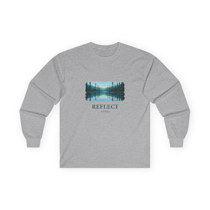 Reflect Lake Long Sleeve Tee — Scenic Nature Graphic T-shirt