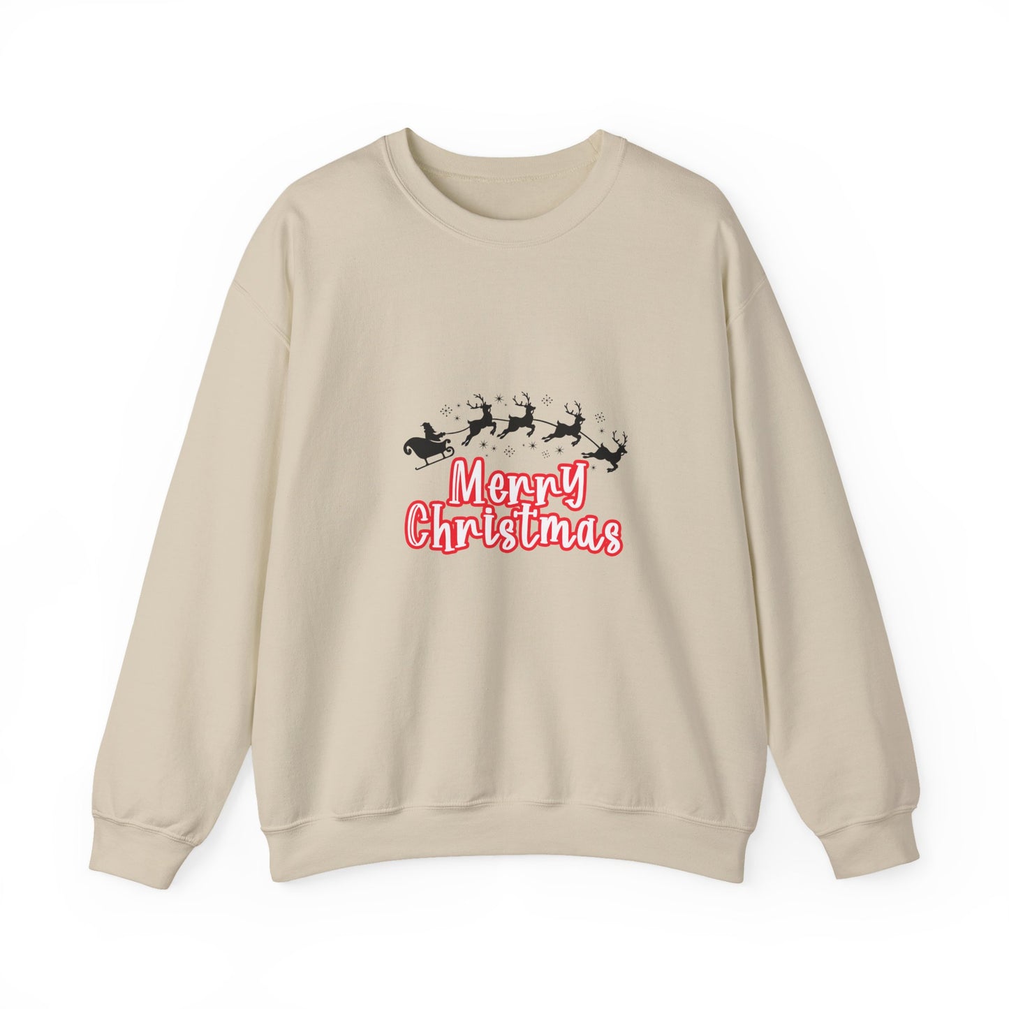 Christmas Crewneck Sweatshirt - 'Merry Christmas' Santa Sleigh Holiday Sweatshirt Printify