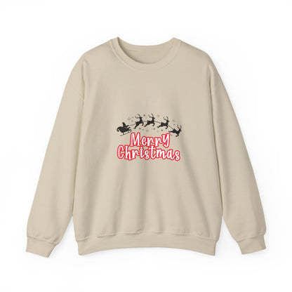 Christmas Crewneck Sweatshirt - 'Merry Christmas' Santa Sleigh Holiday Sweatshirt Printify