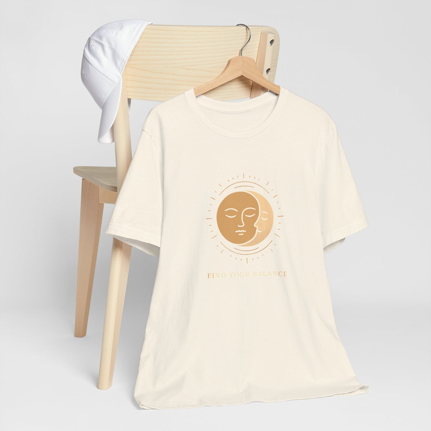 Sun & Moon Minimalist Tee — Celestial Face Graphic T-Shirt Printify
