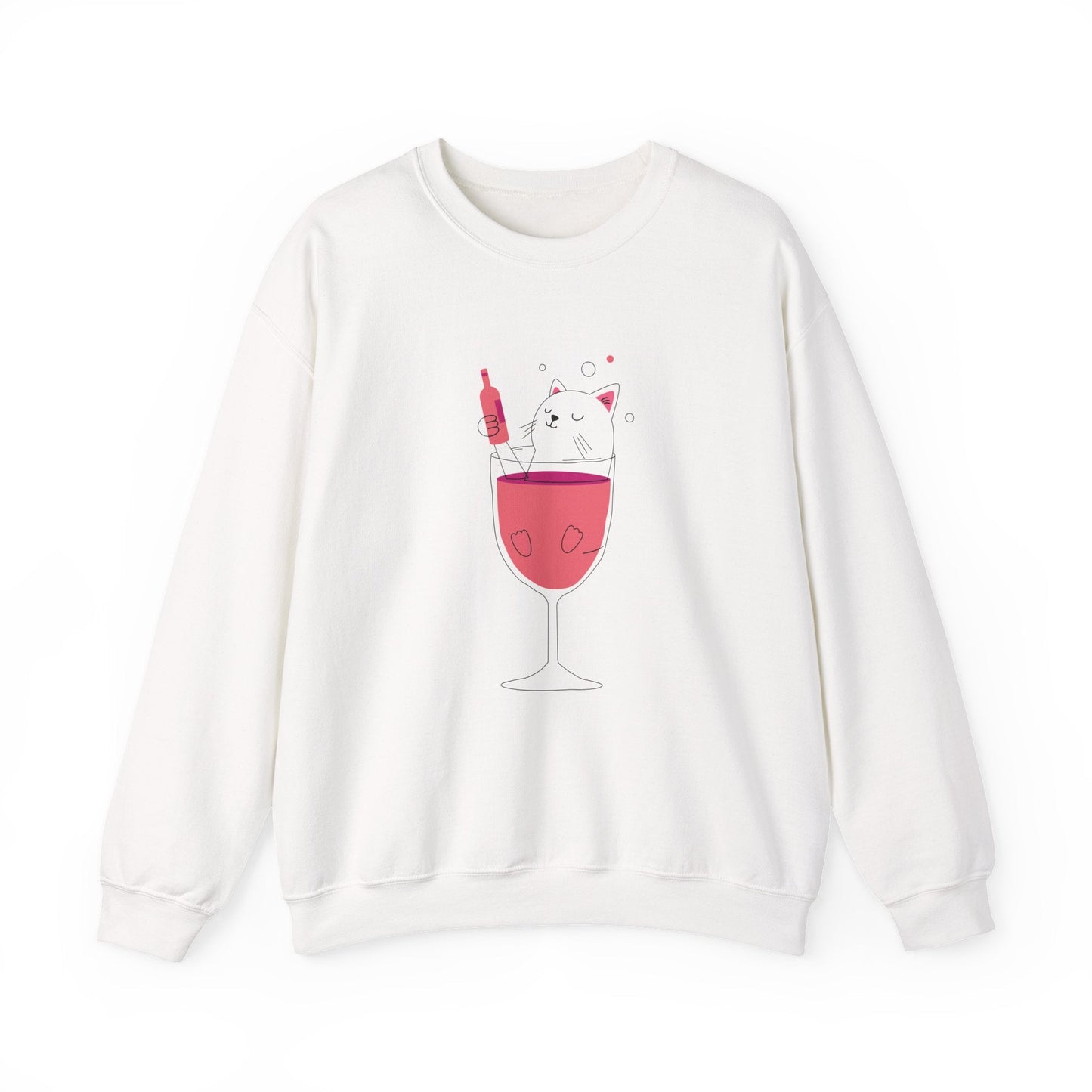 Wine Glass Sweatshirt — Cute Pouring Wine Illustration Crewneck Printify