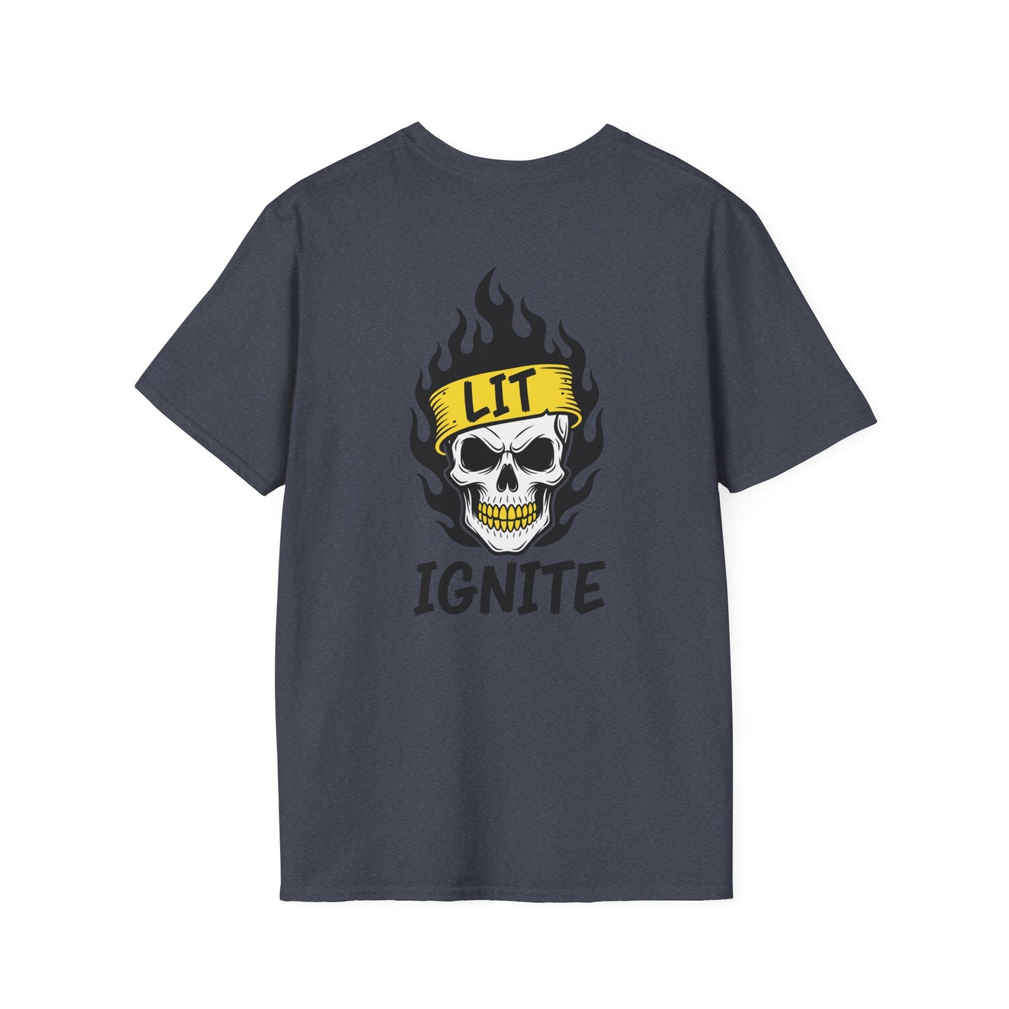 Ignite Skull T-Shirt — 'Ignite' Text & Flaming Skull 'LIT' Graphic Printify