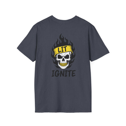 Ignite Skull T-Shirt — 'Ignite' Text & Flaming Skull 'LIT' Graphic Printify