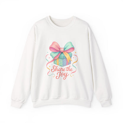 Crewneck Sweatshirt — 'Share the Joy' Pastel Gift Graphic Printify