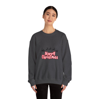 Christmas Crewneck Sweatshirt - 'Merry Christmas' Santa Sleigh Holiday Sweatshirt Printify