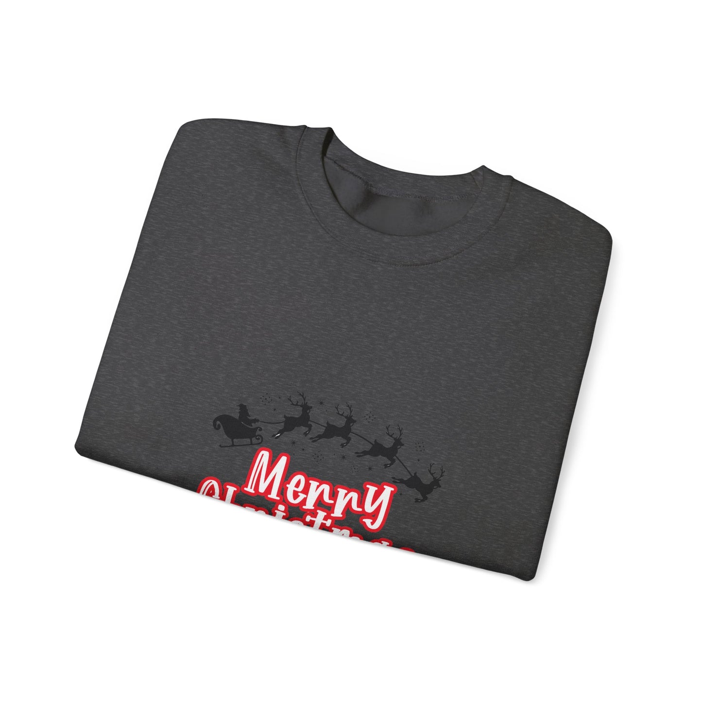 Christmas Crewneck Sweatshirt - 'Merry Christmas' Santa Sleigh Holiday Sweatshirt Printify