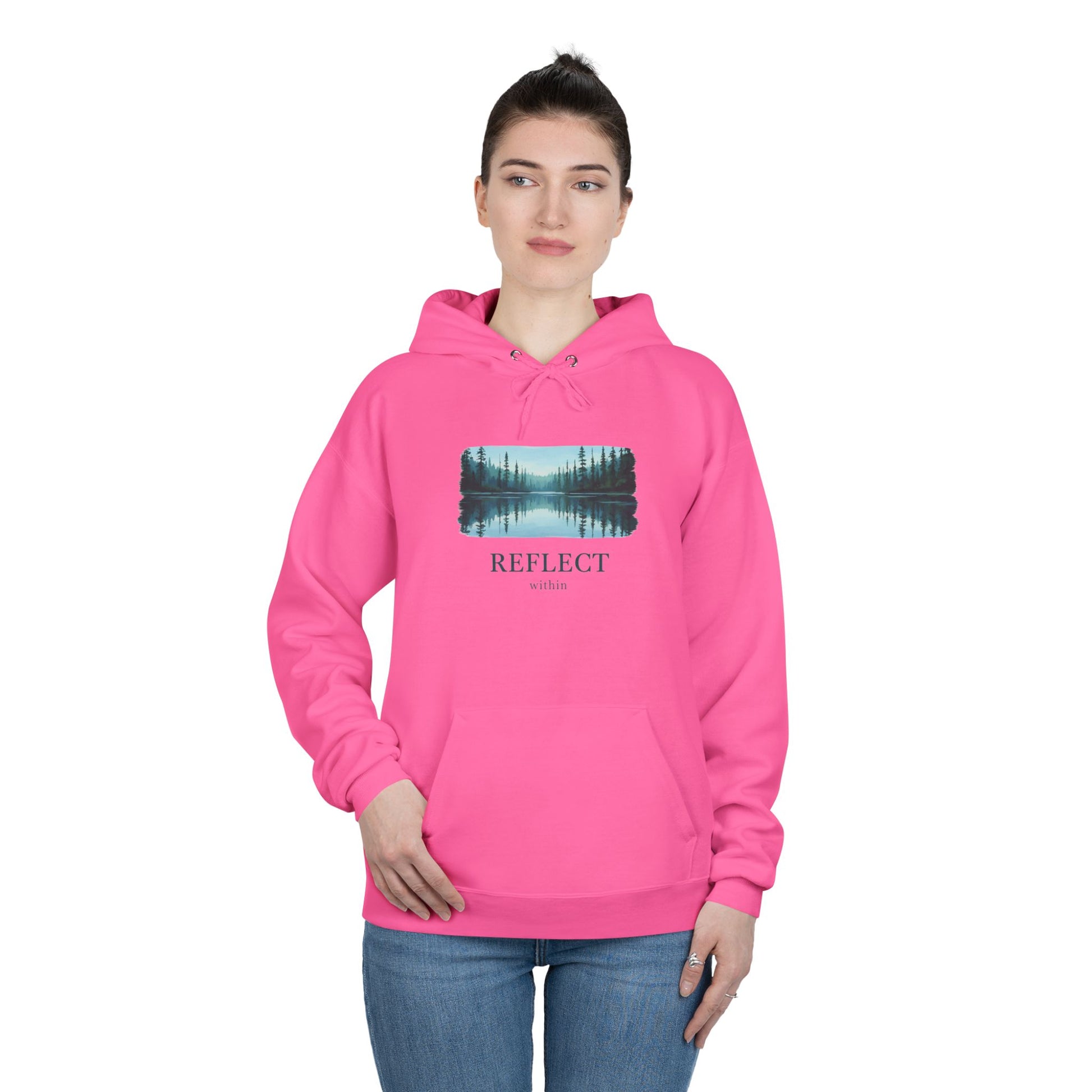 Reflect Lake Hoodie — Tranquil Forest Landscape Pullover Printify