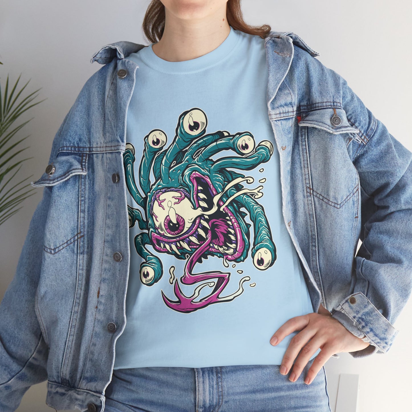 Eye Monster Graphic Tee — Retro Horror Tentacle Skull Shirt Printify