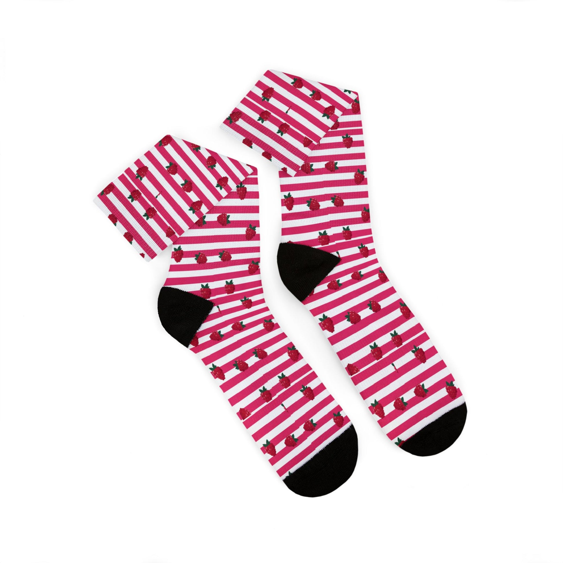 Heart Stripe Socks — Pink Valentine Sublimation Crew Socks Printify