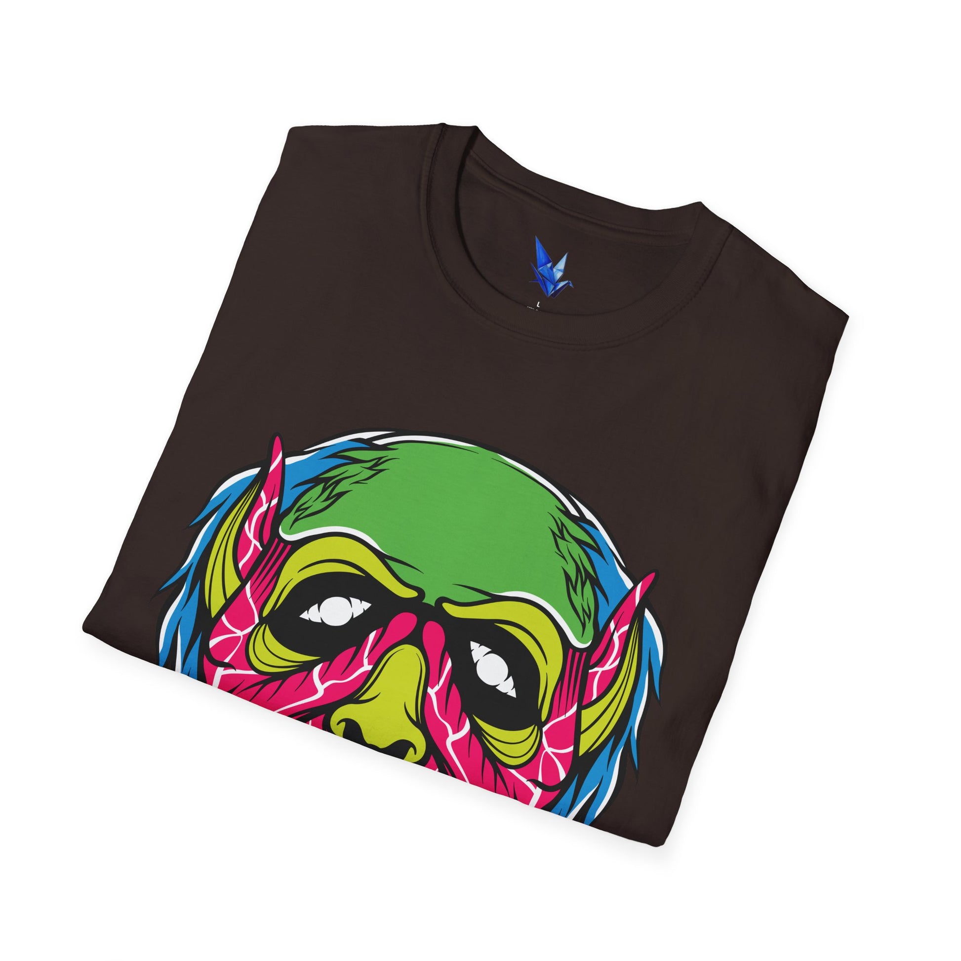 Horror Neon Zombie Skull T-Shirt Printify