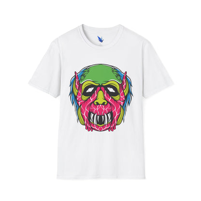 Horror Neon Zombie Skull T-Shirt Printify