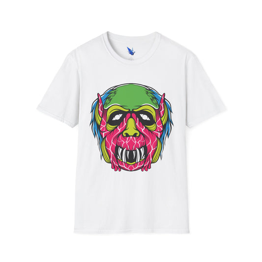 Horror Neon Zombie Skull T-Shirt Printify