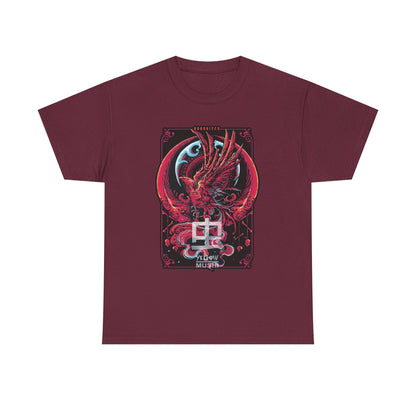 Red Phoenix Japanese Dragon T-Shirt — Mythic Samurai Crest Graphic Tee Printify