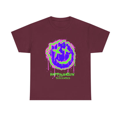 Tee — Neon Drip Smiley "Happynation Toxicated" Graphic T-shirt Printify