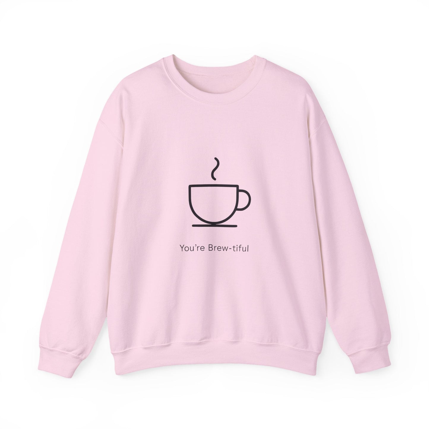 Coffee Crewneck Sweatshirt — "You're Brew-tiful" Minimalist Coffee Lover Gift Printify