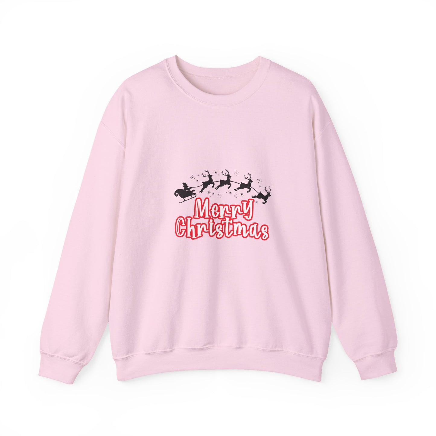 Christmas Crewneck Sweatshirt - 'Merry Christmas' Santa Sleigh Holiday Sweatshirt Printify