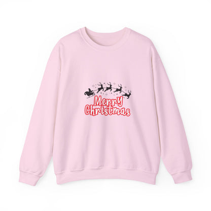 Christmas Crewneck Sweatshirt - 'Merry Christmas' Santa Sleigh Holiday Sweatshirt Printify