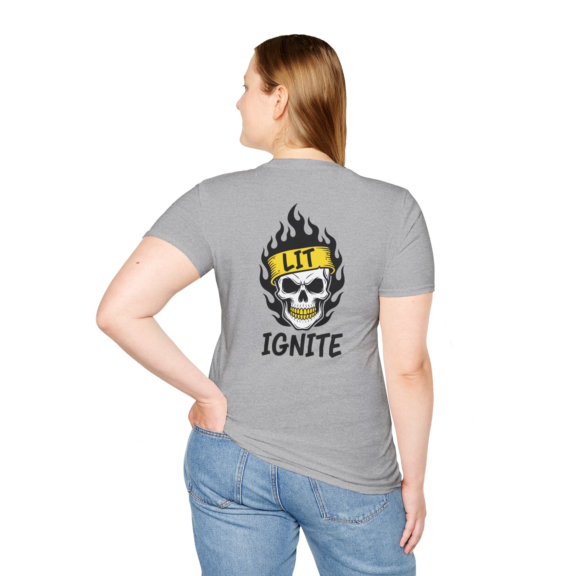 Ignite Skull T-Shirt — 'Ignite' Text & Flaming Skull 'LIT' Graphic Printify