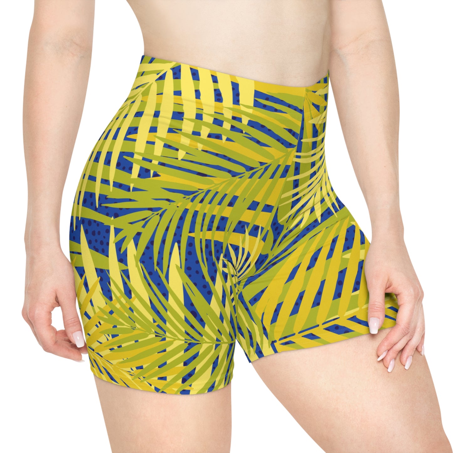 Tropical Palm Print Biker Shorts Printify