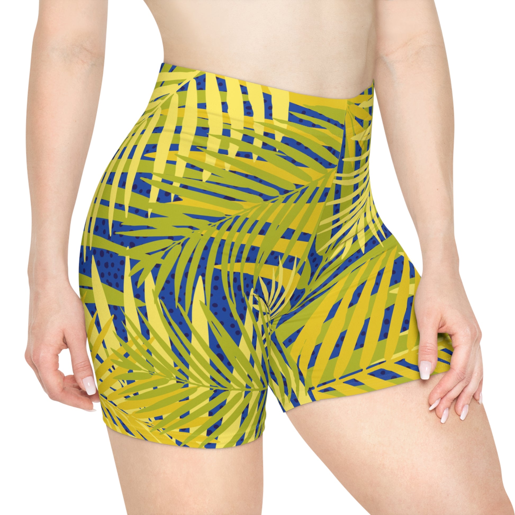 Tropical Palm Print Biker Shorts Printify