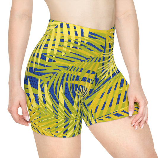 Tropical Palm Print Biker Shorts Printify