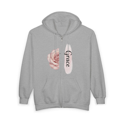 Grace Floral Zip Hoodie — Women's Rose Grace Full‑Zip Hoodie Printify