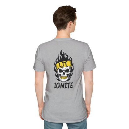 Ignite Skull T-Shirt — 'Ignite' Text & Flaming Skull 'LIT' Graphic Printify