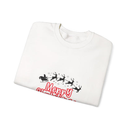 Christmas Crewneck Sweatshirt - 'Merry Christmas' Santa Sleigh Holiday Sweatshirt Printify