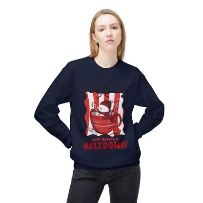 Sweatshirt — "I’m Fine, This Is Fine" Melting Penguin Crewneck Printify
