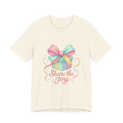 Share the Joy Gift Tee — Pastel Present Graphic T-Shirt Printify