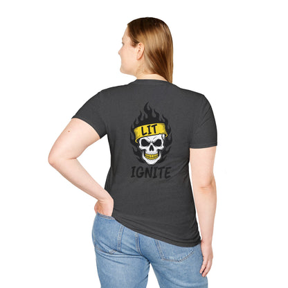 Ignite Skull T-Shirt — 'Ignite' Text & Flaming Skull 'LIT' Graphic Printify