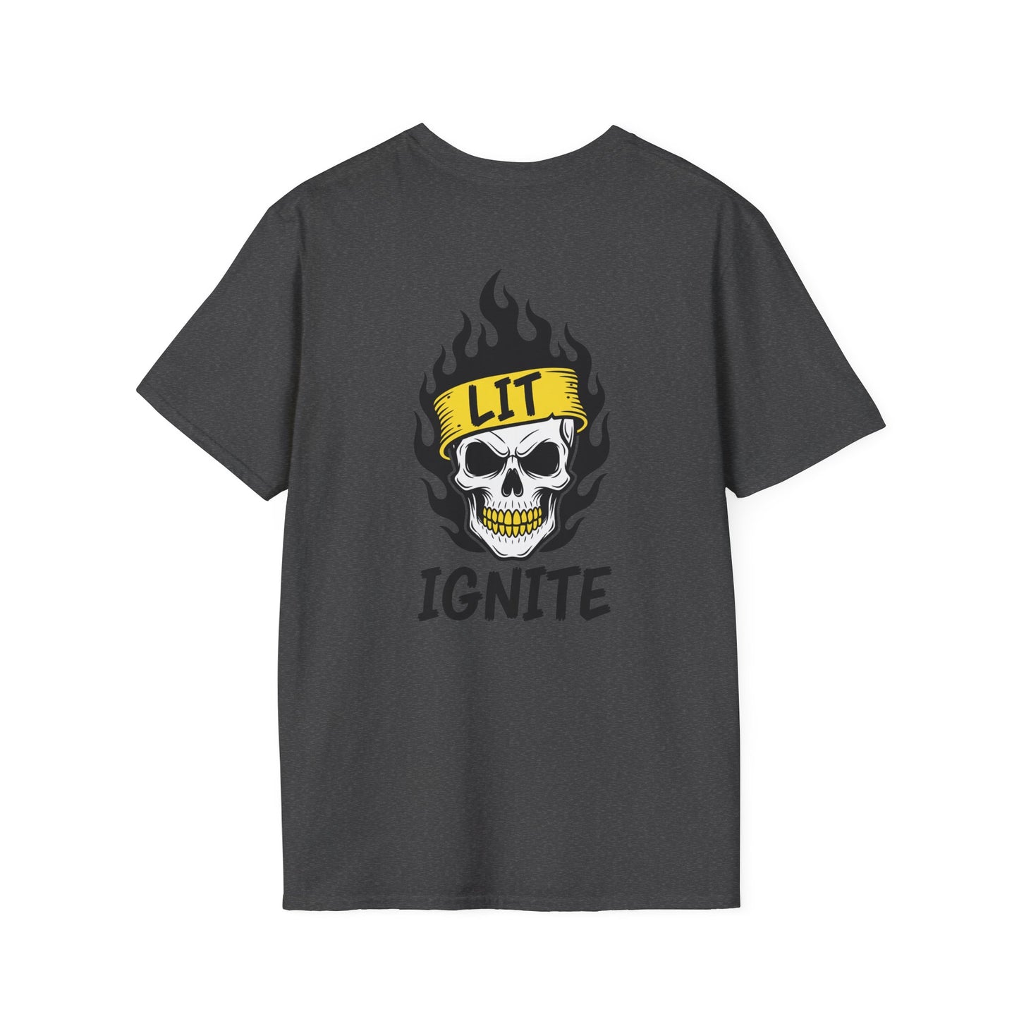 Ignite Skull T-Shirt — 'Ignite' Text & Flaming Skull 'LIT' Graphic Printify