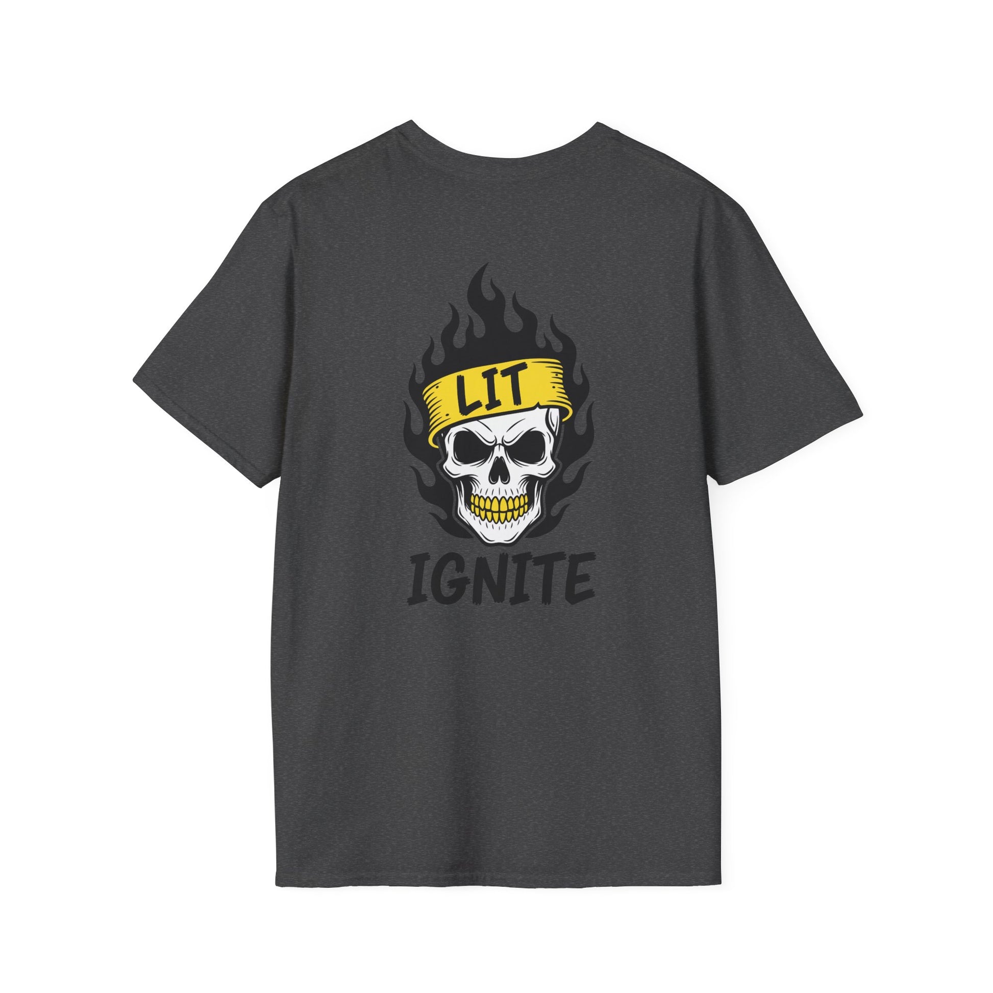 Ignite Skull T-Shirt — 'Ignite' Text & Flaming Skull 'LIT' Graphic Printify