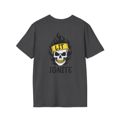 Ignite Skull T-Shirt — 'Ignite' Text & Flaming Skull 'LIT' Graphic Printify