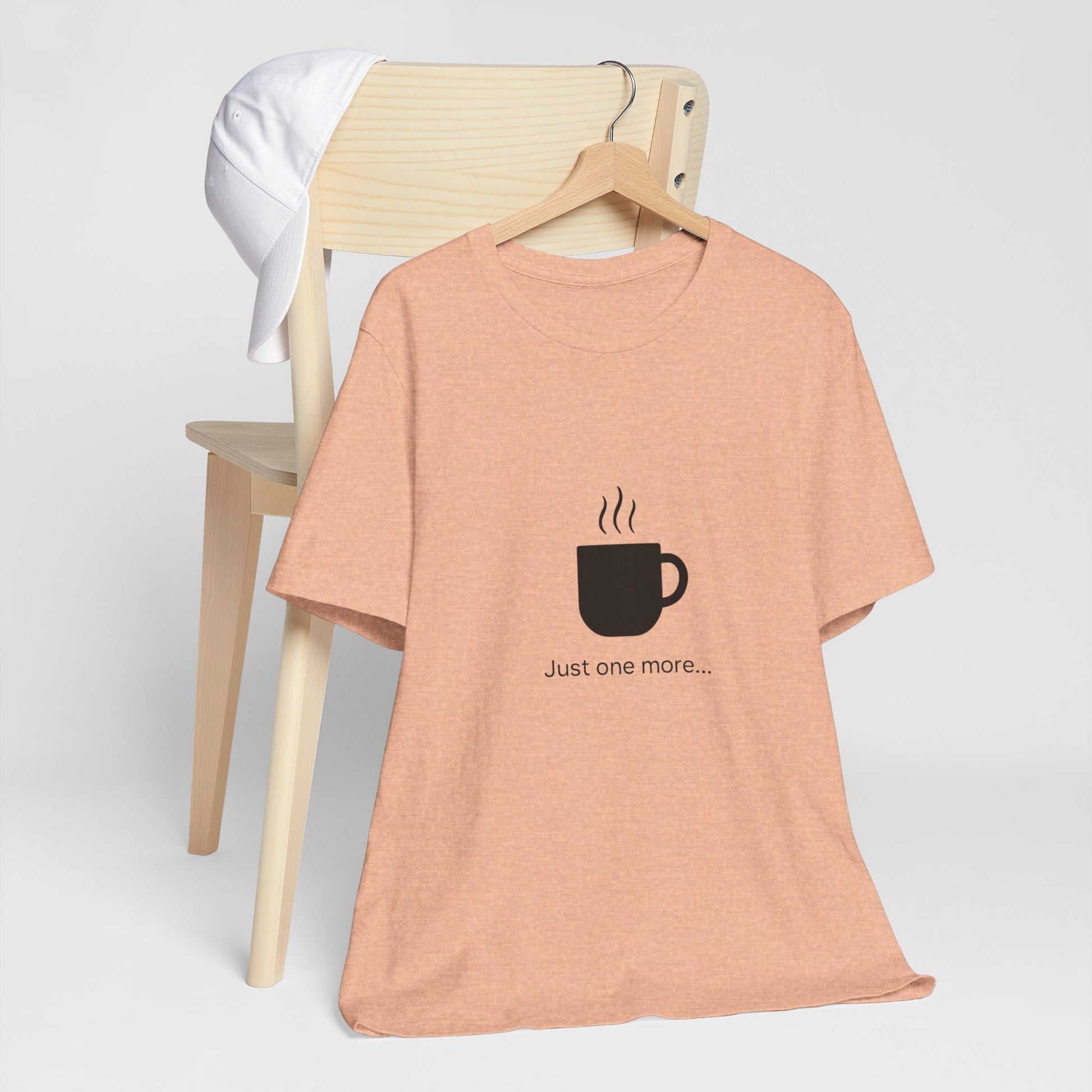 Coffee Tee — "Just One More..." Minimalist Coffee T-Shirt