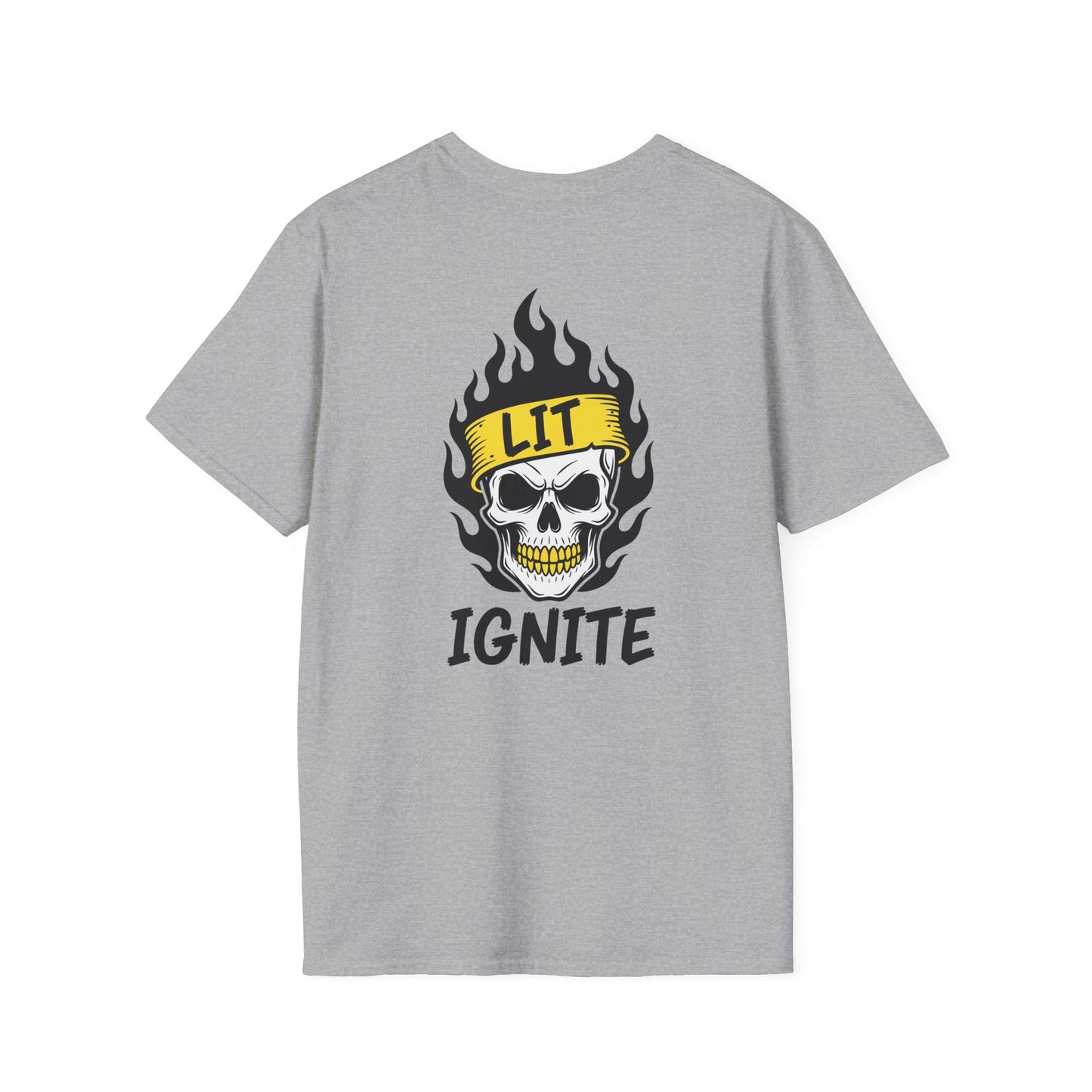 Ignite Skull T-Shirt — 'Ignite' Text & Flaming Skull 'LIT' Graphic Printify