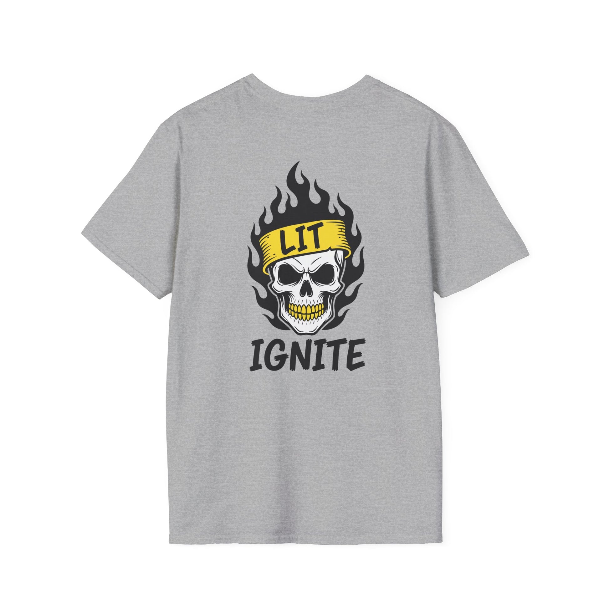 Ignite Skull T-Shirt — 'Ignite' Text & Flaming Skull 'LIT' Graphic Printify