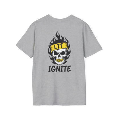 Ignite Skull T-Shirt — 'Ignite' Text & Flaming Skull 'LIT' Graphic Printify
